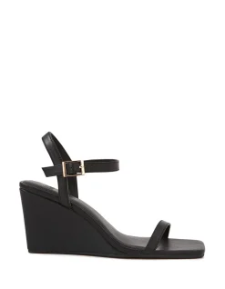 Prisca Black Leather Wedge