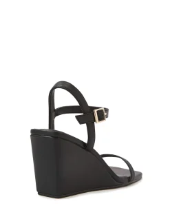 Prisca Black Leather Wedge