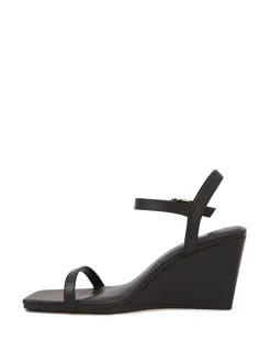 Prisca Black Leather Wedge