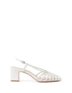 PRISCILLA LATTICE MID HEEL SANDAL