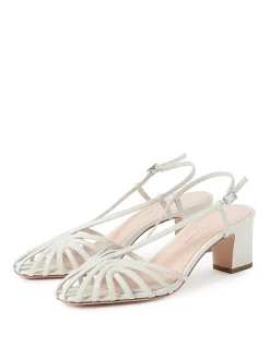 PRISCILLA LATTICE MID HEEL SANDAL