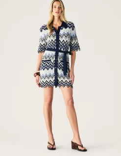 PULSE KNIT MINI SHIRT DRESS