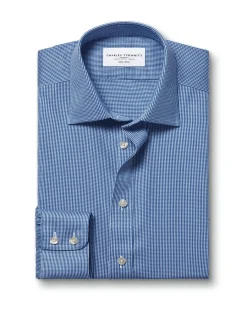 Puppytooth non-iron twill slim fit shirt