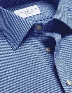 Puppytooth non-iron twill slim fit shirt