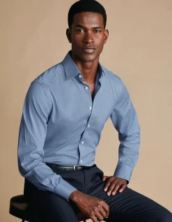 Puppytooth non-iron twill slim fit shirt