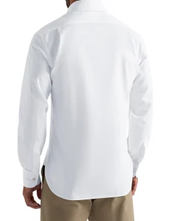 Quattro Herringbone Shirt Slim Fit White