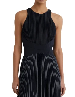 Rachel Pleated Handkerchief Hem Midi Dress