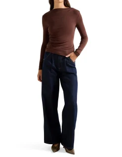 RAELYNN RUCHED WOOL BLEND TOP