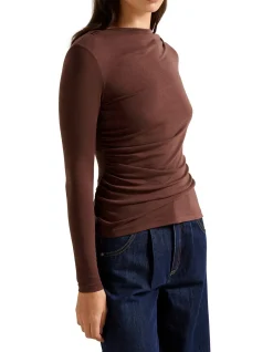 RAELYNN RUCHED WOOL BLEND TOP