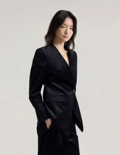RAFFI VELVET COLLARLESS BLAZER