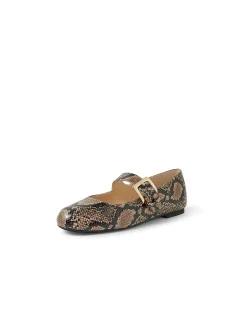 Ranilla Snake Print Buckle Mary Jane Flats