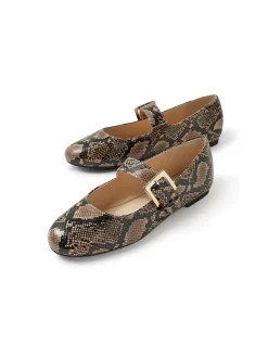 Ranilla Snake Print Buckle Mary Jane Flats
