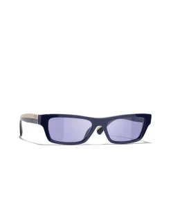 Rectangle Blue Violet Lens Sunglasses