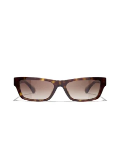 Rectangle Dark Havana Brown Gradient Sunglasses
