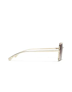 Rectangle Pale Gold Gradient Violet Sunglasses