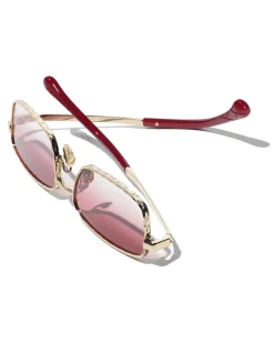 Rectangle Violet Gradient Slim Metal Sunglasses