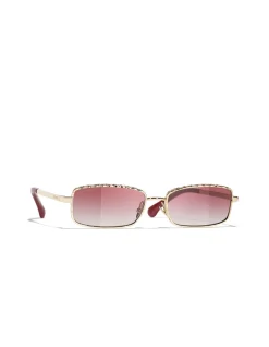 Rectangle Violet Gradient Slim Metal Sunglasses