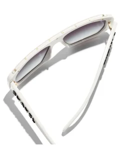 Rectangle White Gradient Grey Shield Sunglasses