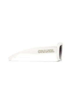 Rectangle White Gradient Grey Shield Sunglasses