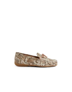 Reesus Metallic Snake Bow Detail Loafers