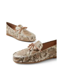 Reesus Metallic Snake Bow Detail Loafers