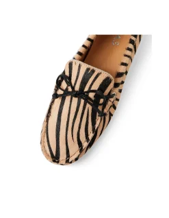 Reesus Zebra Print Suede Moccasin Loafers