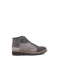 Regine Leopard Panel Lace Up Boots