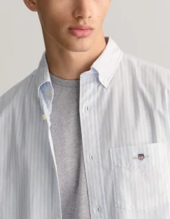 Regular Fit Striped Poplin Long Sleeve Shirt