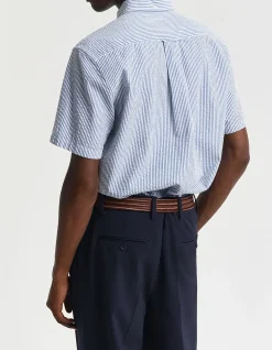 Regular Fit Striped Short Sleeve Seersucker Shirt