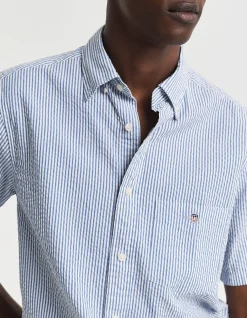 Regular Fit Striped Short Sleeve Seersucker Shirt
