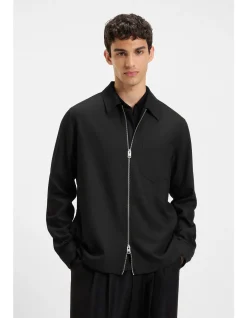 Regular-fit shirt with two-way zip