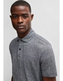 Regular-Fit Polo Shirt in Linen and Cotton