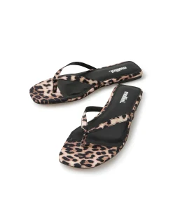 Reille Leopard Square Toe Thong Sandals
