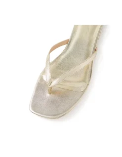 Reille Metallic Square Toe Thong Sandals