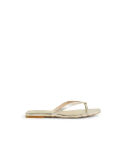 Reille Metallic Square Toe Thong Sandals