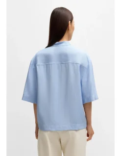 Relaxed-Fit Blouse with Stand Collar