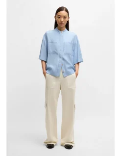 Relaxed-Fit Blouse with Stand Collar
