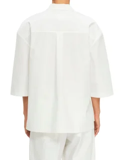 Relaxed Fit Half Zip Shirt with Embroidered Logo