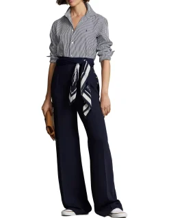 Relaxed Fit Striped Cotton Shirt Fall Royal/White