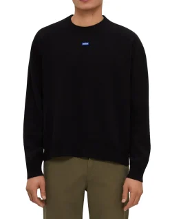 Relaxed-fit sweater with blue logo