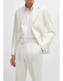 Relaxed-Fit Trousers in Micro-Patterned Linen
