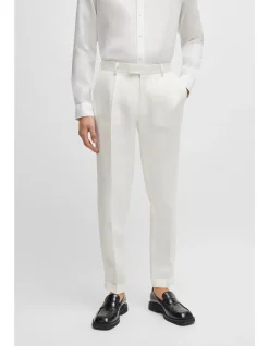 Relaxed-Fit Trousers in Micro-Patterned Linen
