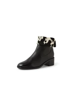 Remminy Foldover Cow Print Leather Ankle Boots