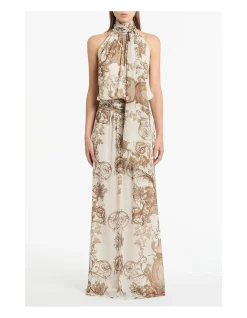 RENAISSANCE GEORGETTE HALTER DRESS
