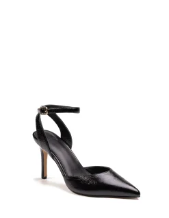 REVA Black Leather Stiletto Heel