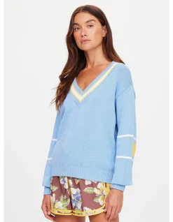 Rever Josette Organic Cotton V Neck Sweater