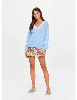 Rever Josette Organic Cotton V Neck Sweater