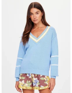Rever Josette Organic Cotton V Neck Sweater