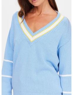 Rever Josette Organic Cotton V Neck Sweater