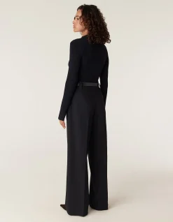 RIB KNIT POLO ZIP TOP